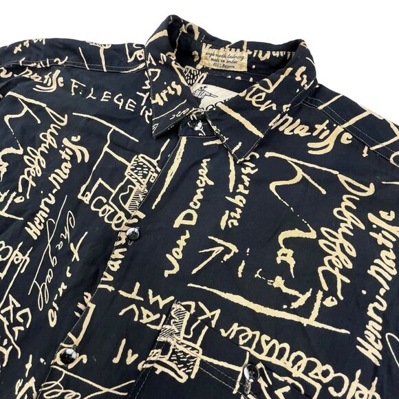 Vintage Goouch Shirt Size XL Artist Graffiti All Over Print Artistic Black Rayon - Picture 1 of 9